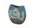An oval-bodied ceramic vase. This vase features a blue ombre matte base glaze and sgraffito carving. Abstract...