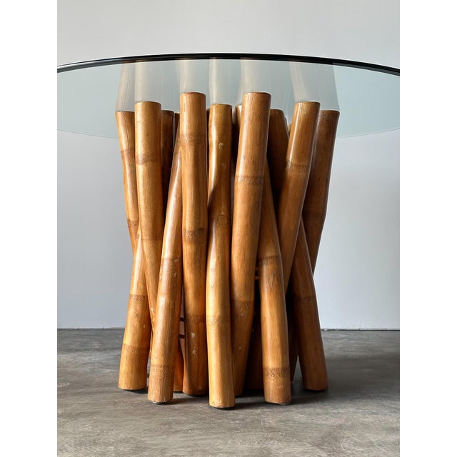 Vintage Bundled Bamboo Glass-Top Dining Table, Attributed to Budji Layug For Sale - Image 13 of 17