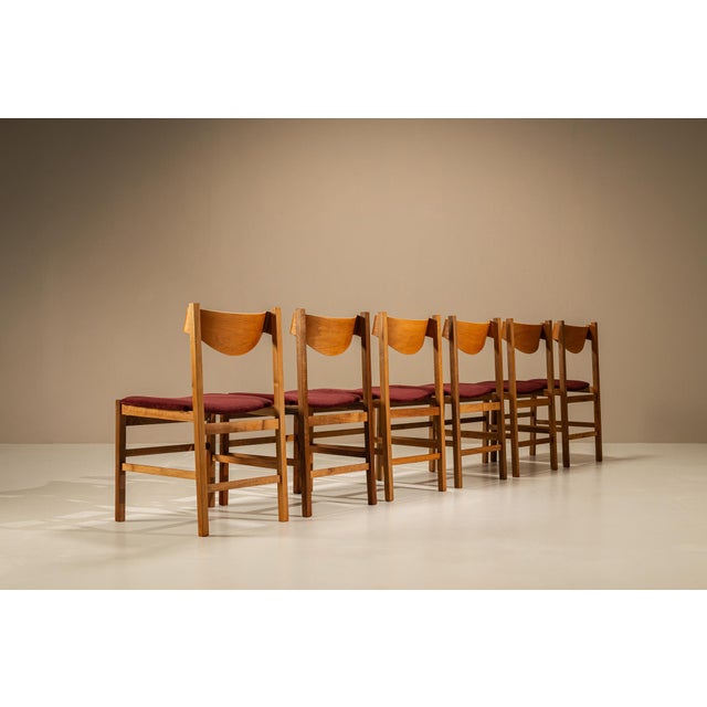 Mid-Century Modern Dining Chairs in Burgundy by Gianfranco Frattini, Italy, 1960s, Set of 6 For Sale - Image 3 of 13