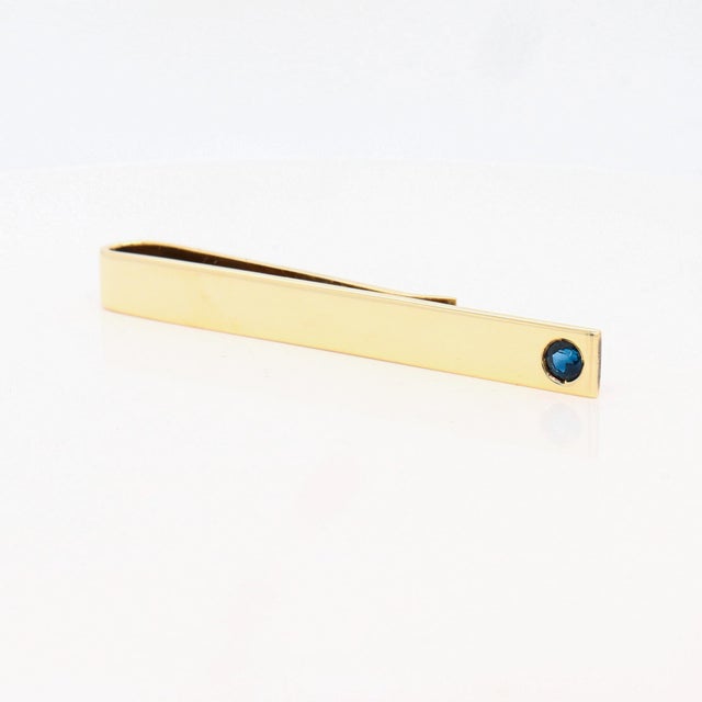 Tiffany & Co. 14k Yellow Gold & Sapphire Tie Bar or Tie Clip For Sale - Image 9 of 14