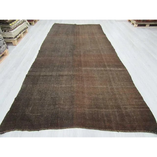 Modern Vintage Brown Turkish Kilim Rug - 6′2″ × 13′11″ For Sale - Image 3 of 6