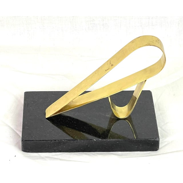 Modern Gold Brass Marble Desk Sculpture For Sale - Image 13 of 13