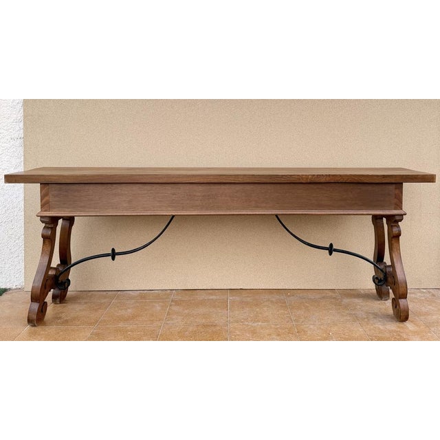 Brown 20th Century Spanish Rustic Carved Wood Console Table , 1965 For Sale - Image 8 of 12