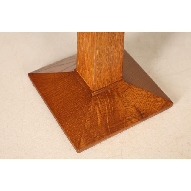 Brown Stickley Mission Collection Oak Table Lamp with Art Glass Shade For Sale - Image 8 of 18