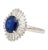 2.58 Carat Oval Cut Blue Sapphire and Diamond Halo Platinum Ballerina Ring Size 6.25 For Sale - Image 4 of 7