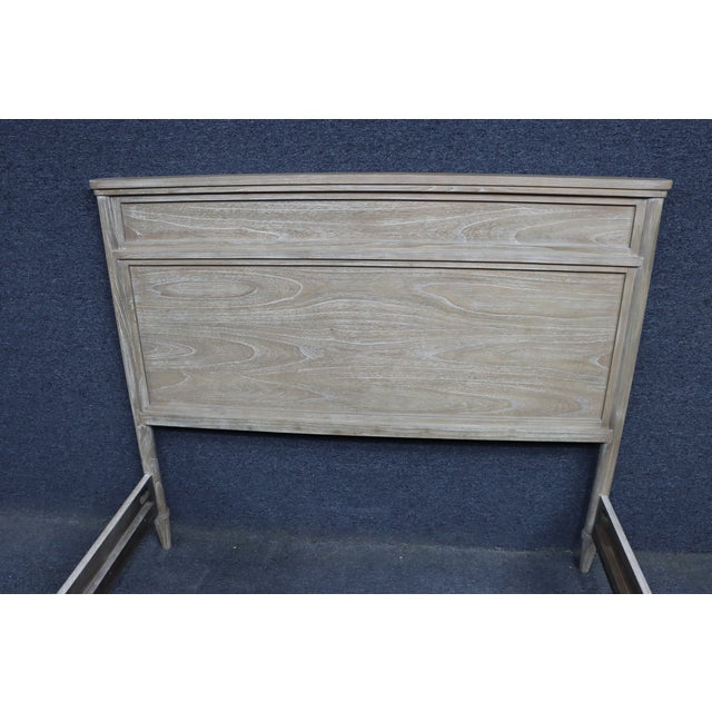 Contemporary Whitewashed Oak Queen Panel Bed Frame For Sale - Image 10 of 14