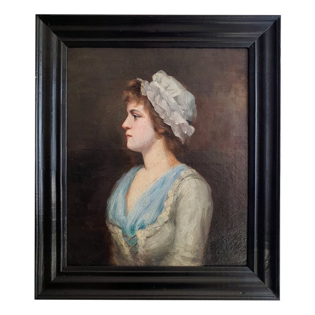 French School Artist, Portrait of a Young Woman in Profile, Oil on Canvas, 19th Century For Sale