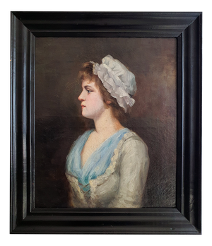 French School Artist, Portrait of a Young Woman in Profile, Oil on Canvas, 19th Century