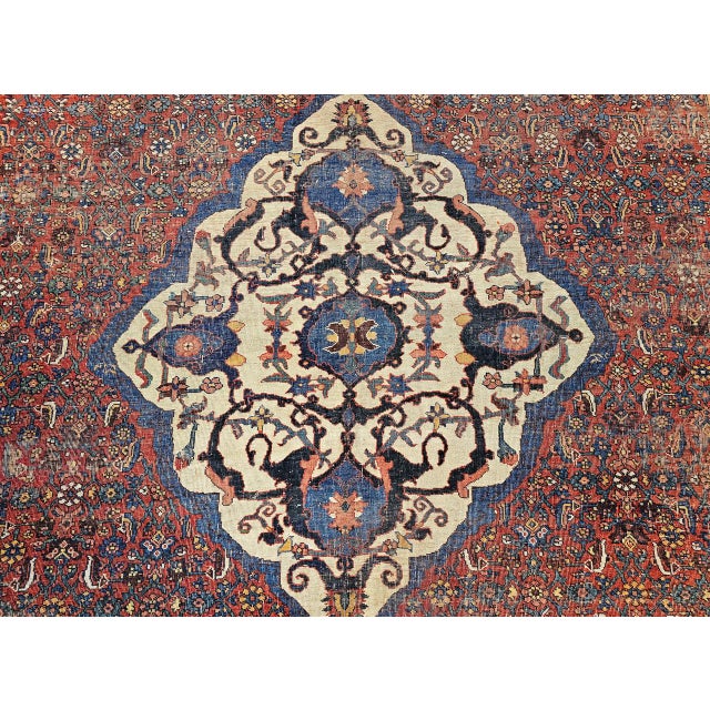 Vintage Oversized Persian Bidjar Rug, Hand-Knotted Wool, Geometric Pattern, Blue & Red,10x15 For Sale - Image 11 of 16