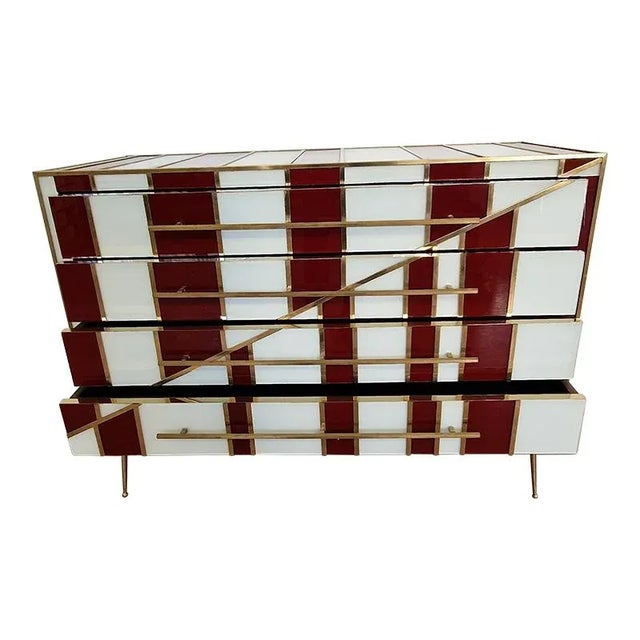 1990s Commode with 4 Glass Drawers, 1990s For Sale - Image 5 of 7