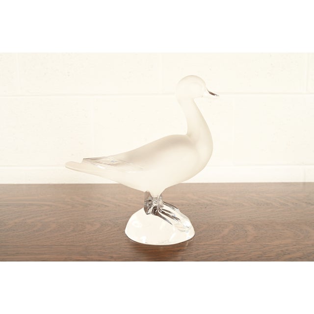 Art Deco Lalique Art Deco Frosted Crystal Large Standing Duck Sculpture For Sale - Image 3 of 12