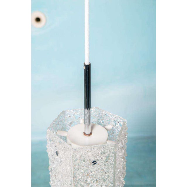 Vintage Hexagon Glass Hanging Lamp, 1970s For Sale - Image 6 of 18