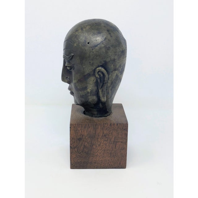 Late 19th Century Chinese Buddhist Bronze Luohan Head For Sale - Image 4 of 9