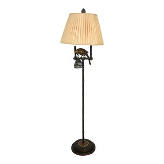 Frederick Cooper Bronze Parquet Floor Lamp W. Shade For Sale