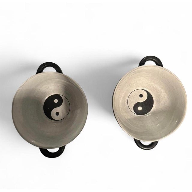 Arts & Crafts Yin and Yang Black & White Bowls For Sale - Image 3 of 3