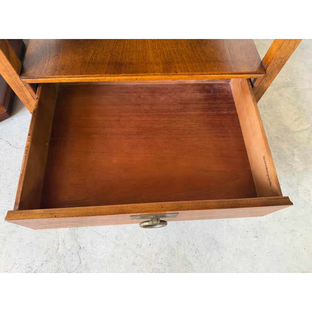 Vintage Henredon Hexagonal and Square Accent End Tables With Brass Details – A Pair For Sale - Image 11 of 12