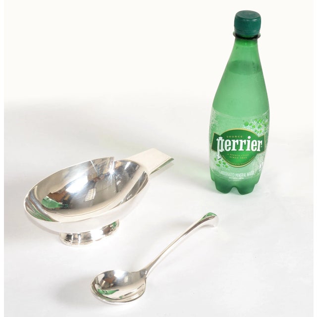 1930s 1935s Christofle France Gallia Silver Plate Sauceboat & Swan Ladle Art Deco For Sale - Image 5 of 12