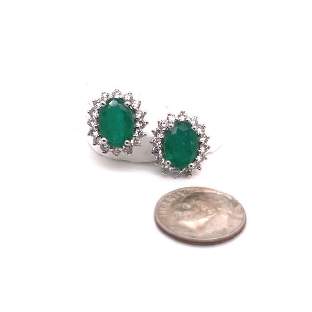 Natural Emerald Diamond Earrings 14k Gold 2.87 TCW Certified For Sale - Image 9 of 9