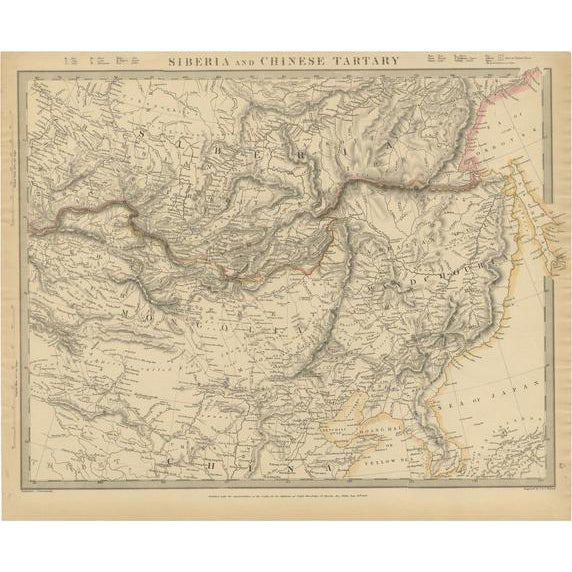Antique Map of Siberia, Mongolia and Manchuria, 1838 For Sale