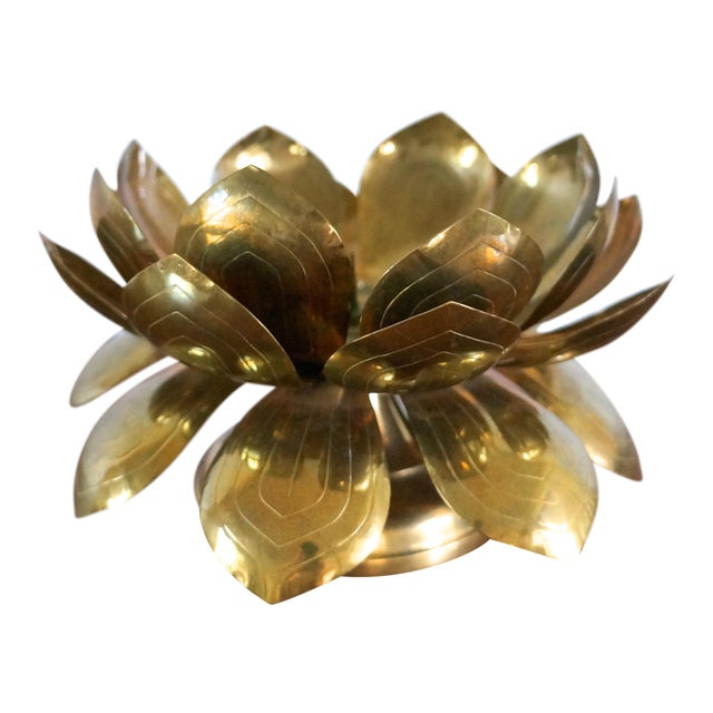 60s Brass Lotus Flower Candle Holder Chairish