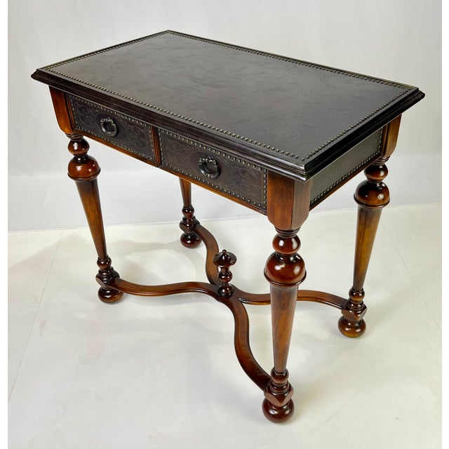Early 21st Century Theodore Alexander Attributed "William and Mary Armoury Table" With Engraved Brass Panels For Sale - Image 5 of 13