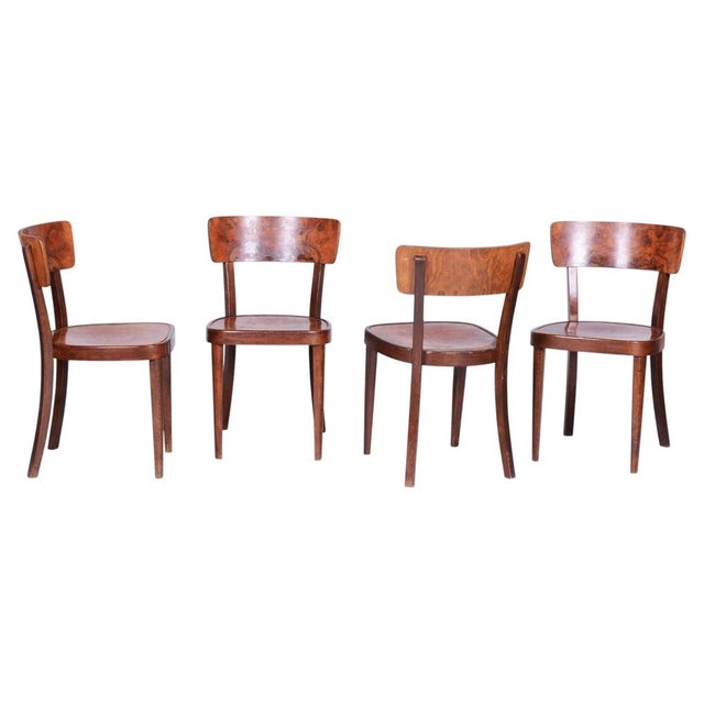 Art Deco Czech Chairs in Beech and Walnut from Thonet, 1940s, Set of 4 For Sale - Image 15 of 15