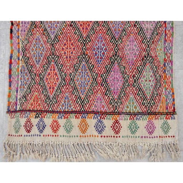 Vintage Hand Woven Kilim Rug. Turkish Jajim Wool Kilim Sofreh Deco Rug Embroidered - 3′5″ X 4′5″ For Sale - Image 10 of 12
