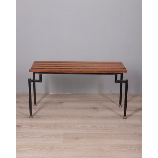 Black Vintage Bench with Teak, 1960s For Sale - Image 8 of 8