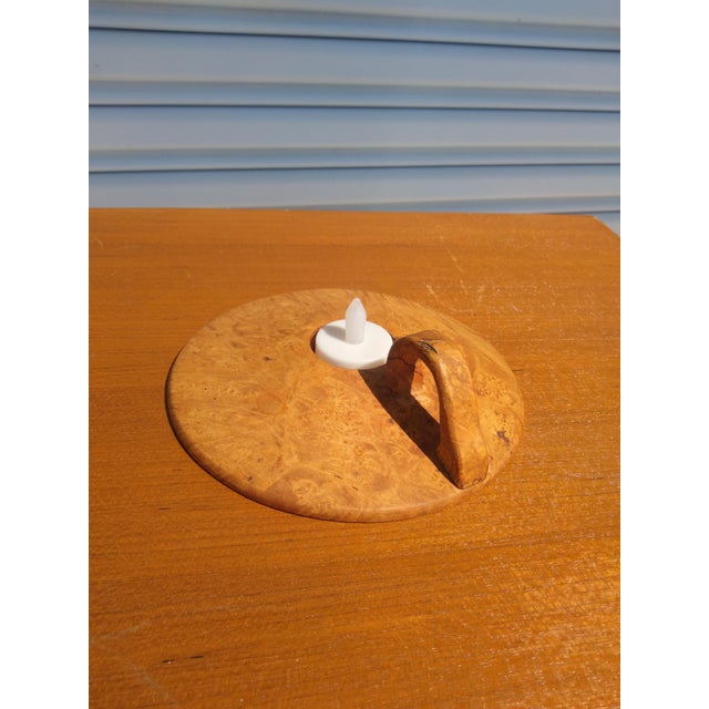 Mid-Century Modern Late 20th Century Burl Maple Hand Lathed Candleholder For Sale - Image 3 of 7