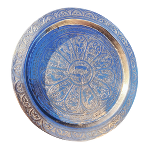 Hand Hammered 19th Century Persian Silver Tray Hunting Scenes