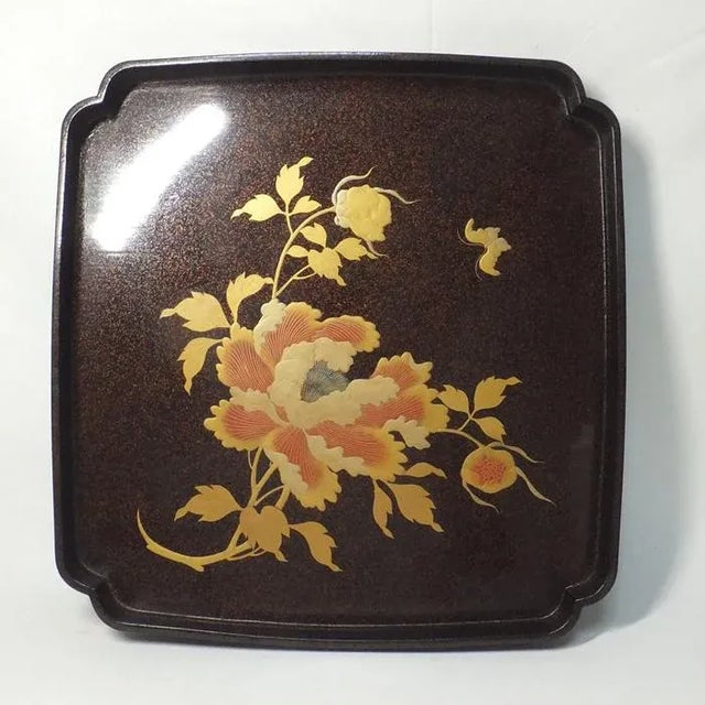 19th Century Japanese Lacquered Maki-E Nashiji Tea Tray For Sale - Image 10 of 10