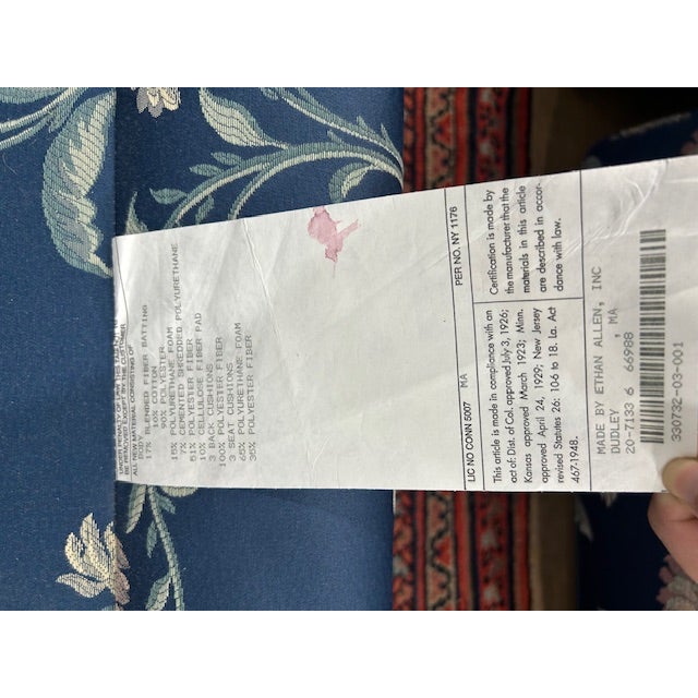 Traditional Ethan Allen Upholstered Sofa With Floral Design For Sale - Image 3 of 9