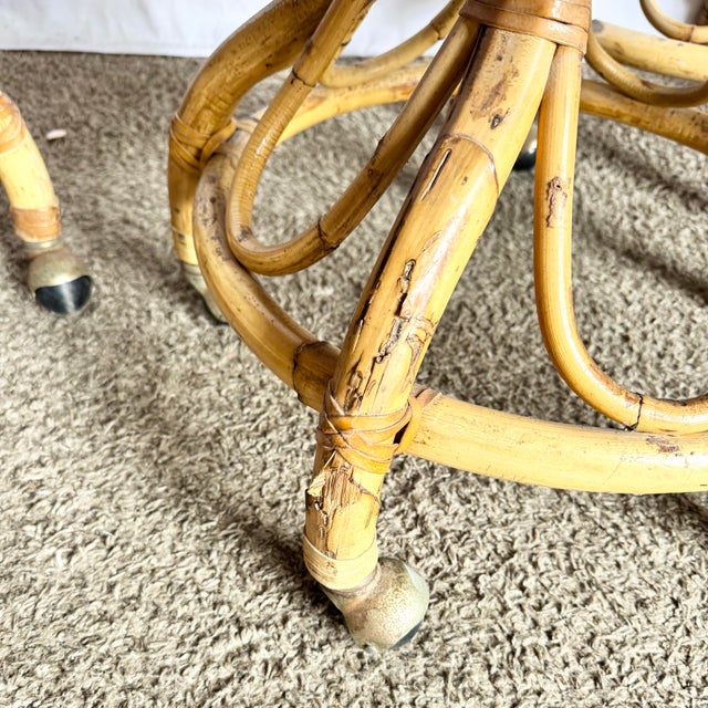 Vintage Boho Chic Buri Rattan Wicker Dining Barrel Chairs - Set of 4 For Sale - Image 9 of 9