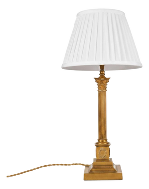 Neoclassical Fluted Gilded Brass Column Table Lamp, 1920s