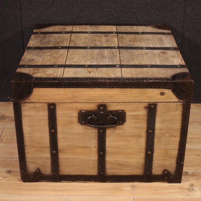 Large Wooden Trunk, 1960s For Sale - Image 3 of 13