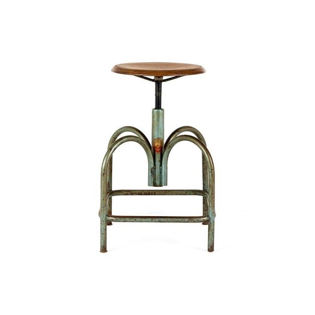 A wonderful example of an industrial architects stool by the manufacturer heliolithe of lyon and paris. This beautiful...