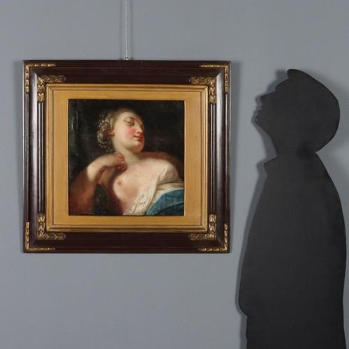 Oil on canvas. Northern Italian school, 18th century. Venus, asleep, is depicted here with only her torso, one breast...