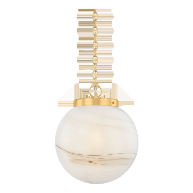 Mitzi Ambra 15.75 in. 1 Light Pendant in Aged Brass Finish For Sale