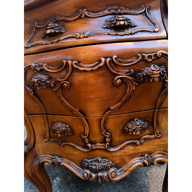 Brown Antique Art Nouveau Hand Carved Mahogany Nightstand For Sale - Image 8 of 8