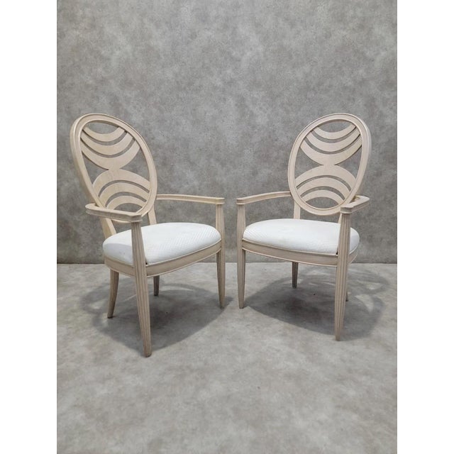 Late 20th Century Vintage Art Deco Transitional Henredon Pickled Oak Omni Collection Dining Set For Sale - Image 5 of 9