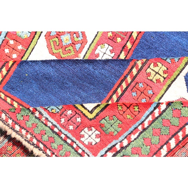 Antique Talish Caucasian Runner in Red, Cream and Blue 3'3 X 8'5 For Sale - Image 11 of 12