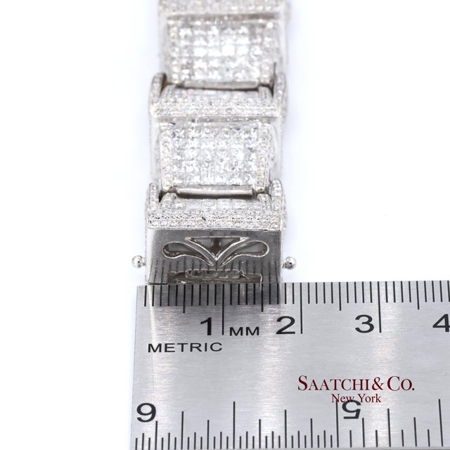 Silver 14k (585) White Gold 102.5 Grams Natural Diamond 14 Ct: Bracelet For Sale - Image 8 of 9
