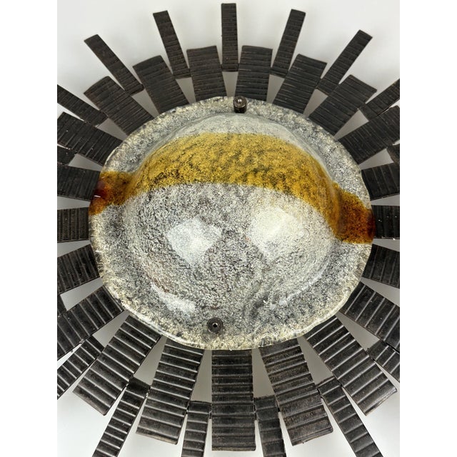 Vintage Brutalist Wall Lamp in Iron and Glass from Honsel Leuchten, 1960s For Sale - Image 6 of 18