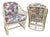 1980's Rattan Lattice Barrel Lounge Chairs With Chinoiserie Cushions in the Style of Ficks Reed a Pair For Sale