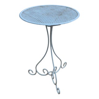 Small Tripod Side Table in Perforated Wrought Iron with White Lacquer by Mategot Mathieu, 1950 For Sale