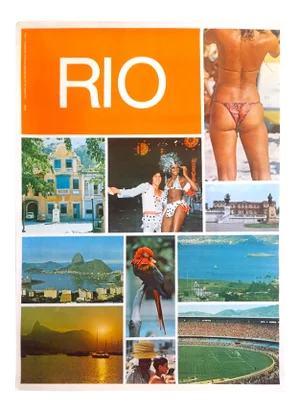 Rio De Janeiro Mid Century 1960s Authentic Vintage Collector's Brazil Travel Poster