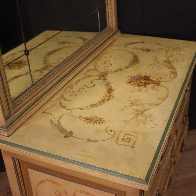 Tan Louis XVI Dresser with Mirror in Lacquered Wood, 1960s For Sale - Image 8 of 13