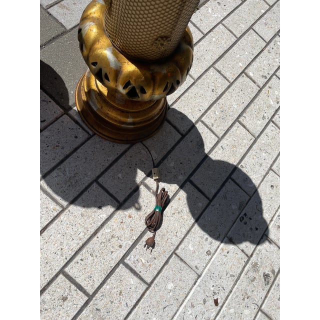 Gold Pair of 1950s Regency Mid-Century Gold Lamps Lanterns For Sale - Image 8 of 11