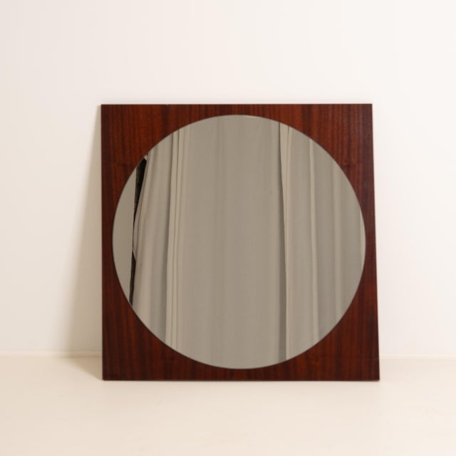 1970s Mid-Century Geometric Wood Veneer Mirror, 1970s For Sale - Image 5 of 5