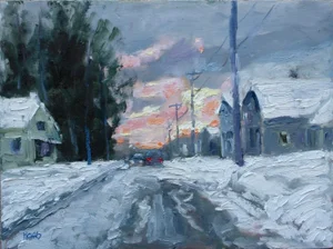 Winter Dusk, Contemporary Landscape Oil Painting